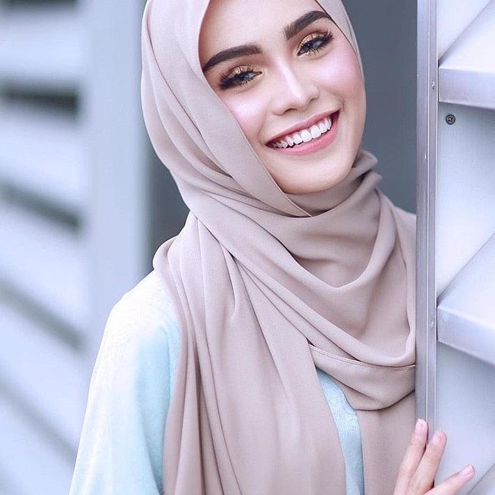 Winter Fashion Long Solid Color Soft Muslim Bubble Chiffon Hijab Scarf Shawls Hijab Elegant Scarf Wrap Lightweight Islamic Head Wear Escharpe Shawls Headband Wraps Lightweight Head Scarves Ladies Hijabs For Women