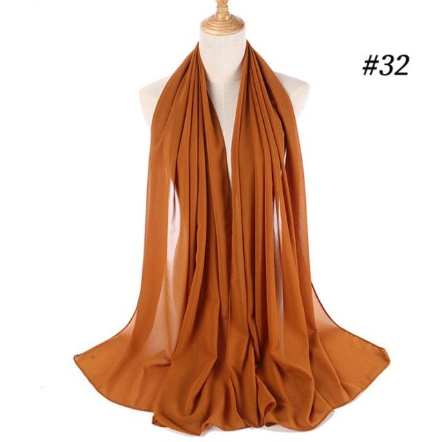 Winter Fashion Long Solid Color Soft Muslim Bubble Chiffon Hijab Scarf Shawls Hijab Elegant Scarf Wrap Lightweight Islamic Head Wear Escharpe Shawls Headband Wraps Lightweight Head Scarves Ladies Hijabs For Women