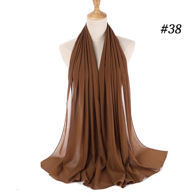 Winter Fashion Long Solid Color Soft Muslim Bubble Chiffon Hijab Scarf Shawls Hijab Elegant Scarf Wrap Lightweight Islamic Head Wear Escharpe Shawls Headband Wraps Lightweight Head Scarves Ladies Hijabs For Women