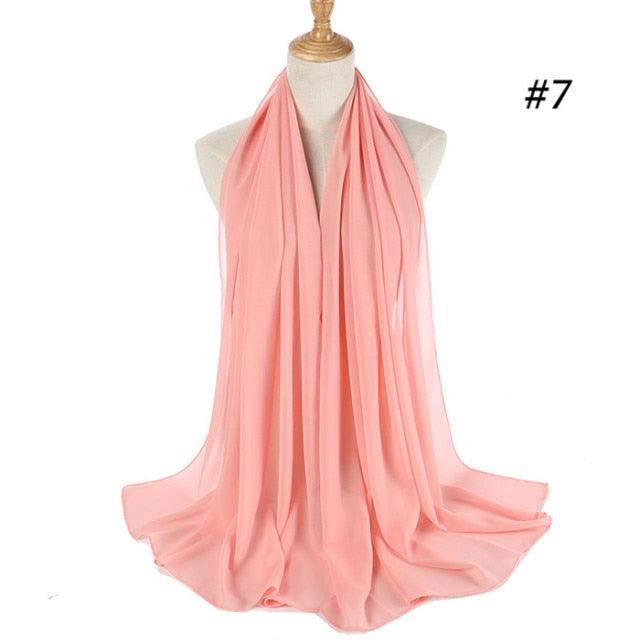 Winter Fashion Long Solid Color Soft Muslim Bubble Chiffon Hijab Scarf Shawls Hijab Elegant Scarf Wrap Lightweight Islamic Head Wear Escharpe Shawls Headband Wraps Lightweight Head Scarves Ladies Hijabs For Women