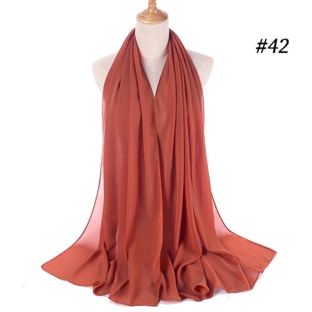 Winter Fashion Long Solid Color Soft Muslim Bubble Chiffon Hijab Scarf Shawls Hijab Elegant Scarf Wrap Lightweight Islamic Head Wear Escharpe Shawls Headband Wraps Lightweight Head Scarves Ladies Hijabs For Women