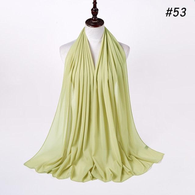 Winter Fashion Long Solid Color Soft Muslim Bubble Chiffon Hijab Scarf Shawls Hijab Elegant Scarf Wrap Lightweight Islamic Head Wear Escharpe Shawls Headband Wraps Lightweight Head Scarves Ladies Hijabs For Women
