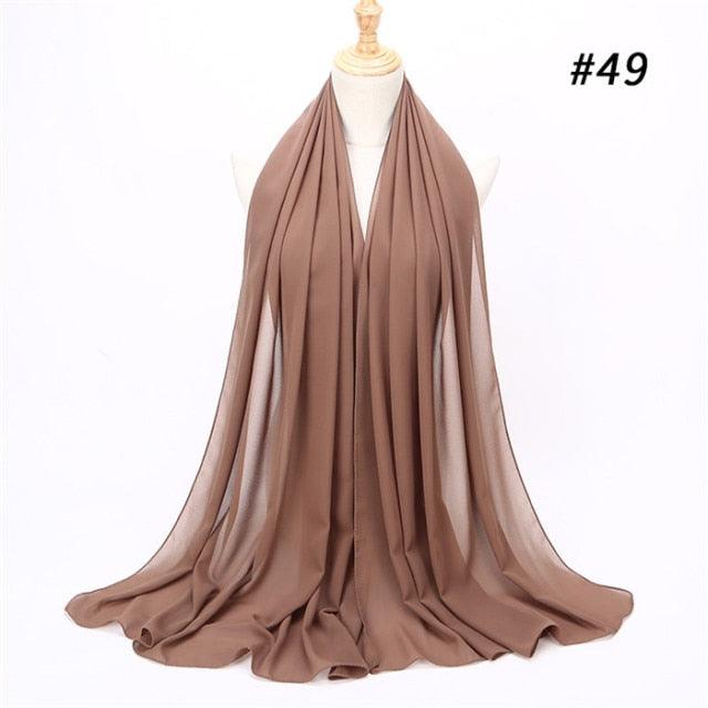 Winter Fashion Long Solid Color Soft Muslim Bubble Chiffon Hijab Scarf Shawls Hijab Elegant Scarf Wrap Lightweight Islamic Head Wear Escharpe Shawls Headband Wraps Lightweight Head Scarves Ladies Hijabs For Women