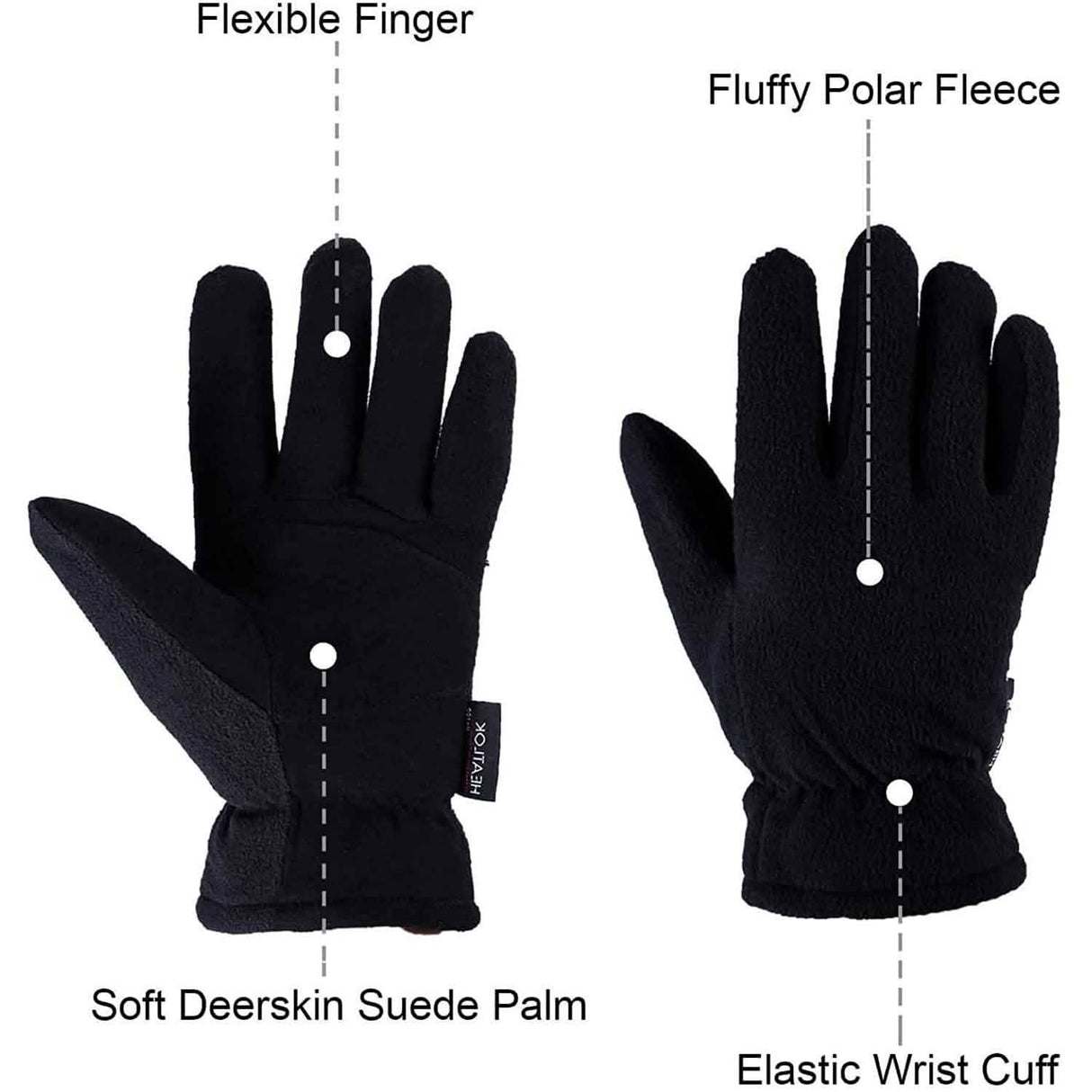 Winter Gloves Deerskin Suede Leather Palm -20°F Cold Proof Work Glove