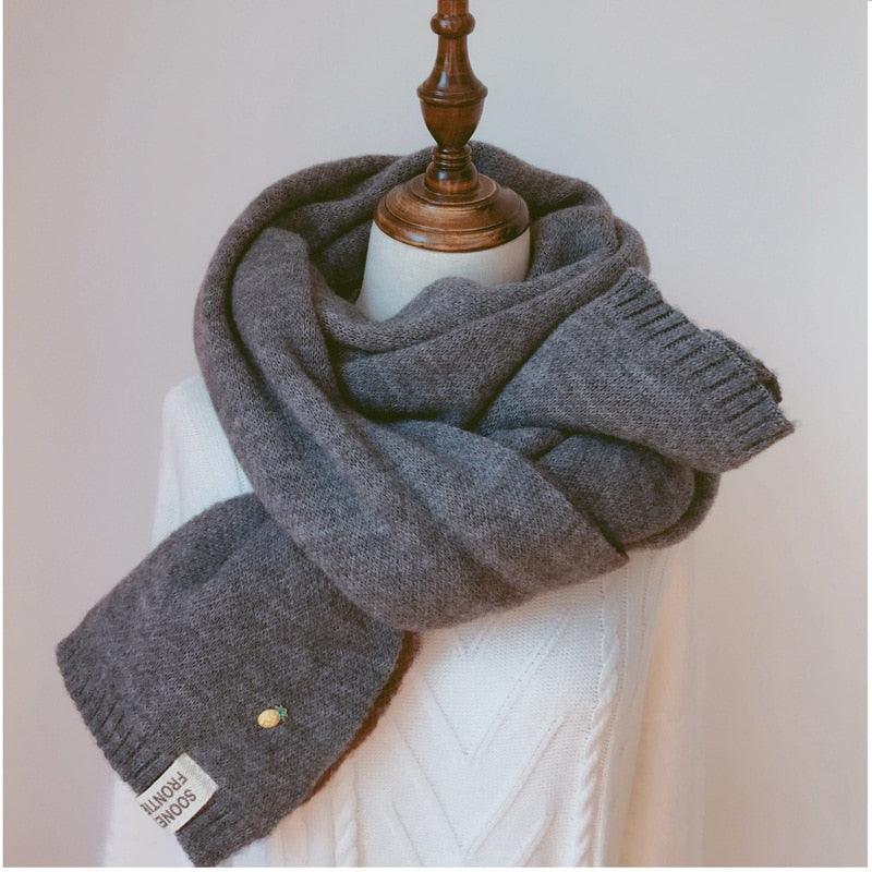 Winter Soft Solid Thicken Soft Lightweight Warm Scarf Cashmere Scarves Pashmina Shawls Wraps Scarves Pashmina Shawls Wraps Knitted Wool Long Scarf Women