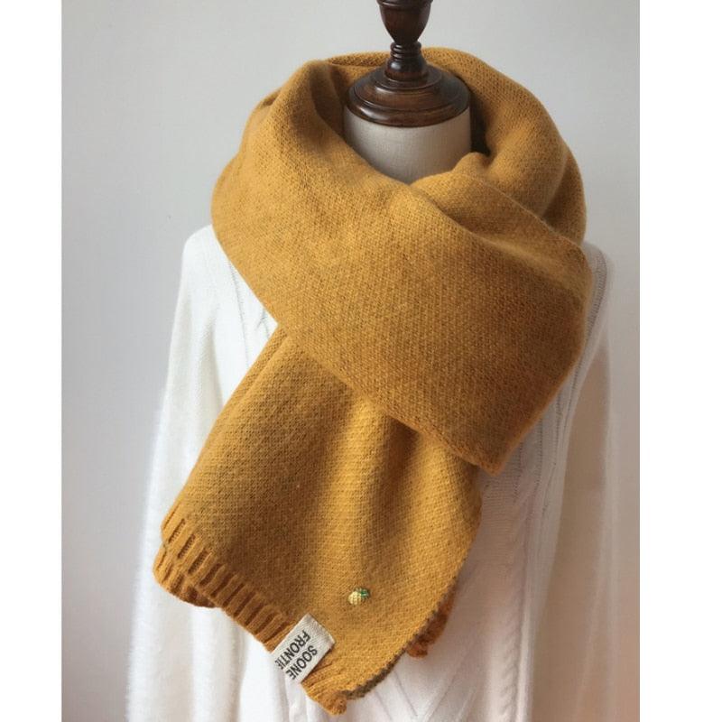 Winter Soft Solid Thicken Soft Lightweight Warm Scarf Cashmere Scarves Pashmina Shawls Wraps Scarves Pashmina Shawls Wraps Knitted Wool Long Scarf Women