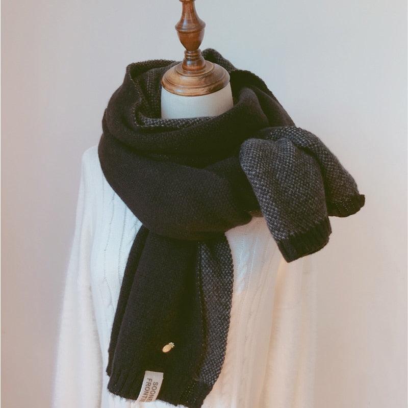Winter Soft Solid Thicken Soft Lightweight Warm Scarf Cashmere Scarves Pashmina Shawls Wraps Scarves Pashmina Shawls Wraps Knitted Wool Long Scarf Women