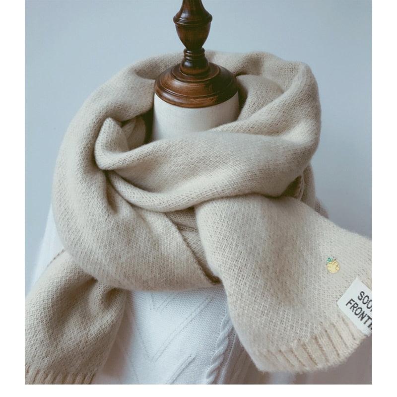 Winter Soft Solid Thicken Soft Lightweight Warm Scarf Cashmere Scarves Pashmina Shawls Wraps Scarves Pashmina Shawls Wraps Knitted Wool Long Scarf Women