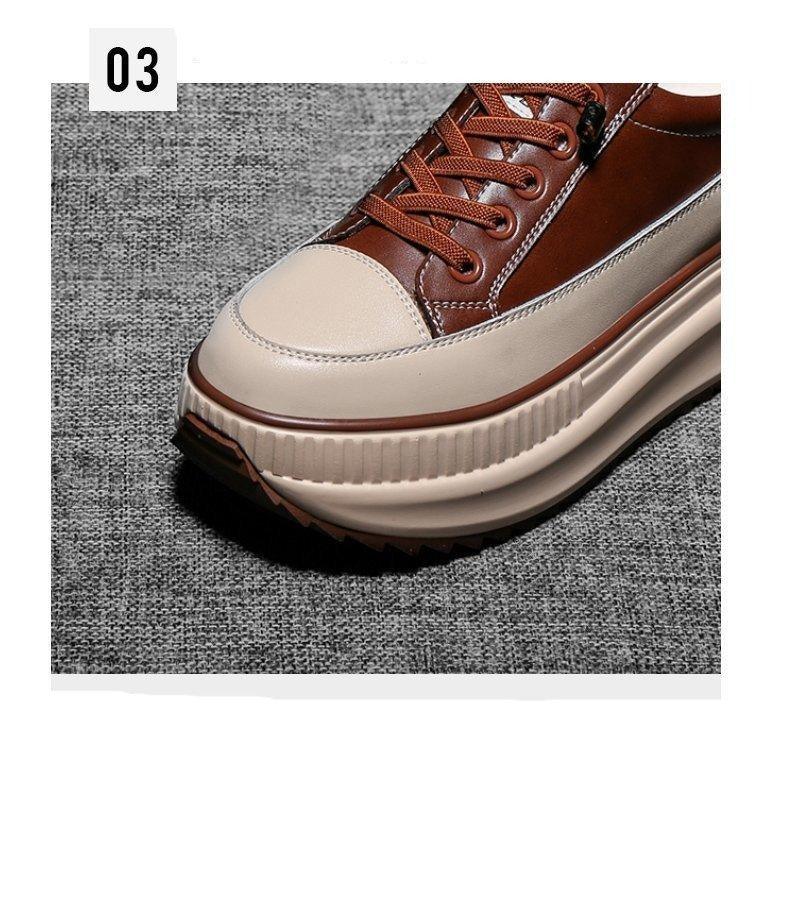 Winter Thich Womans Sneakers Warm Casual Vulcanized Shoes High Platform Boots Lace Up High Top Leather Sneakers Woman High Fashion Thick Soled Sports Walking Platform Shoes 7CM