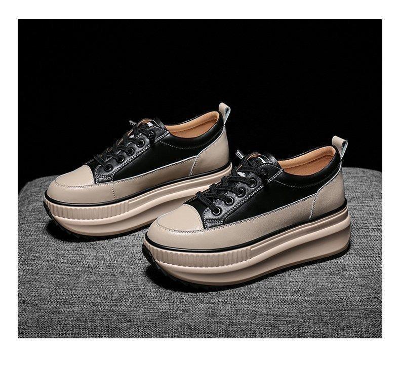 Winter Thich Womans Sneakers Warm Casual Vulcanized Shoes High Platform Boots Lace Up High Top Leather Sneakers Woman High Fashion Thick Soled Sports Walking Platform Shoes 7CM