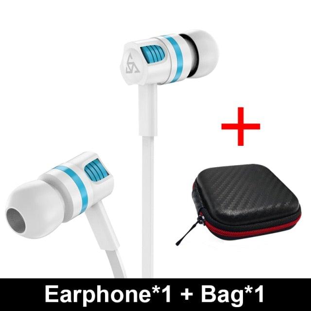 Wired in-Ear Headphones With Tangle-Free Cord Noise Isolating Bass Driven Sound Metal Earphones Carry Case Ear Bud Tips In-ear Earphone Super Bass Sound Sport Headset With Mic for Phones Ear Phone For Women 3.5mm