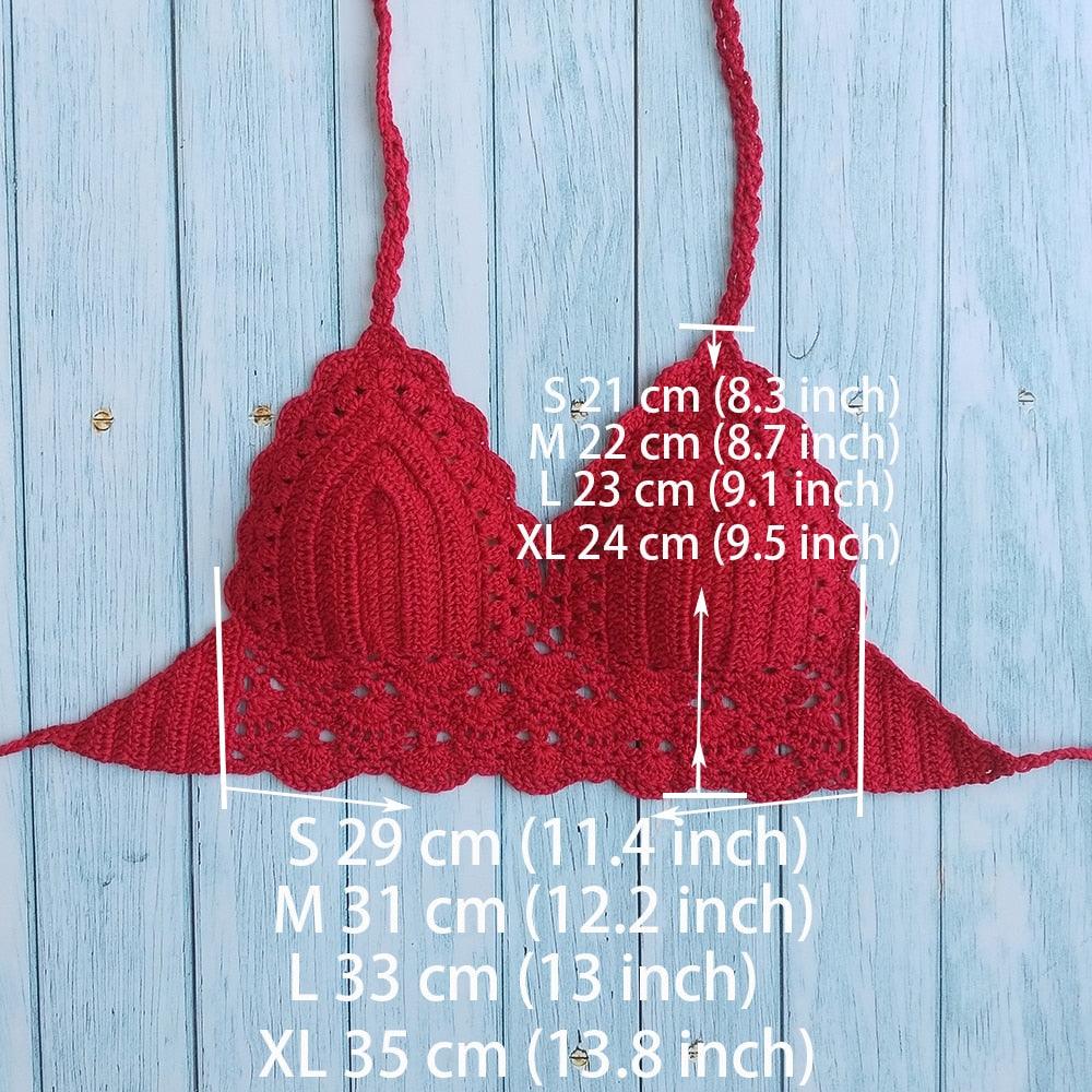 Woman Bikini Top Crochet Knit Separate Female Women Comfortable Beach Crochet Crop Summer Halter Tank Top Beach Knit Bra Beachwear Plus Size Bathing Suits Summer Beach Crochet Crop Tank Top