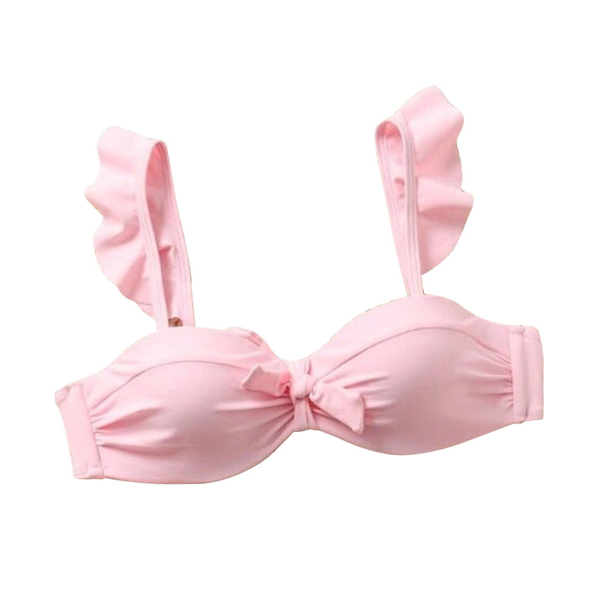 Women 2Pcs Summer Beach Bathing Suit Bowknot Ruffle Sleeve Crop Tops Striped Print Swimsuit Bikini Sets 2 Piece Ruffled V Neck Bathing Suits Summer Swimwear