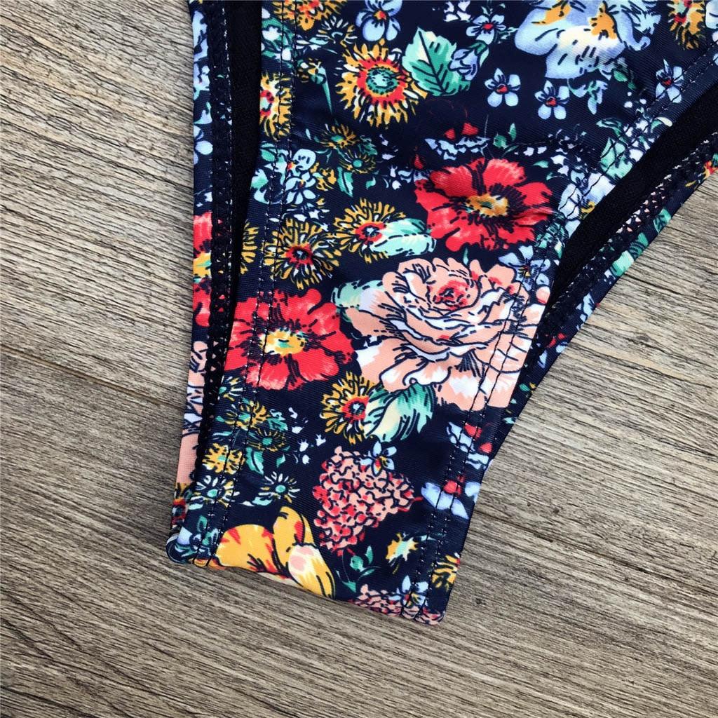 Women Bikini Swimsuit Bandage Floral Print Swimwear Split Bathing Suit Swimsuit Women Two 2 Piece Split Swimsuit Bandage Bikini Sets Halter Tops Bottoms Strapless Swimwear