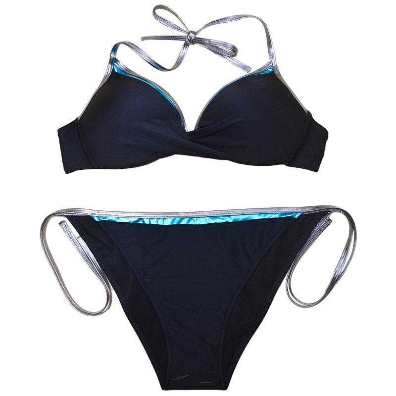 Women Cute Large Swimsuits Push Up Bikini Women Triangle Push Up Bikini Set Molded Bra Swimsuit Women's Plus Size Swimwear Beach Wear Bikinis Female Bathing Suit Swimming Suits