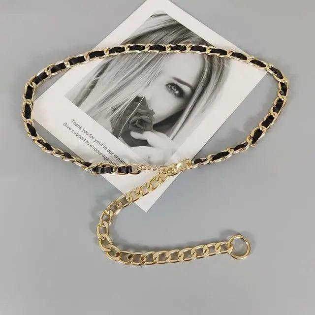 Women Elegant Elastic Stretch Wide Dress Belt Big Chain Waistbands For Women Luxury Party Belts For Dresses