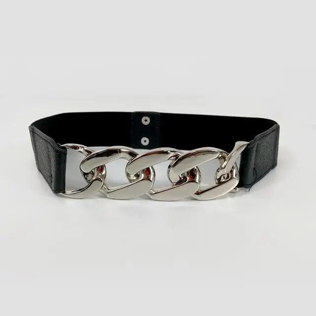 Women Elegant Elastic Stretch Wide Dress Belt Big Chain Waistbands For Women Luxury Party Belts For Dresses