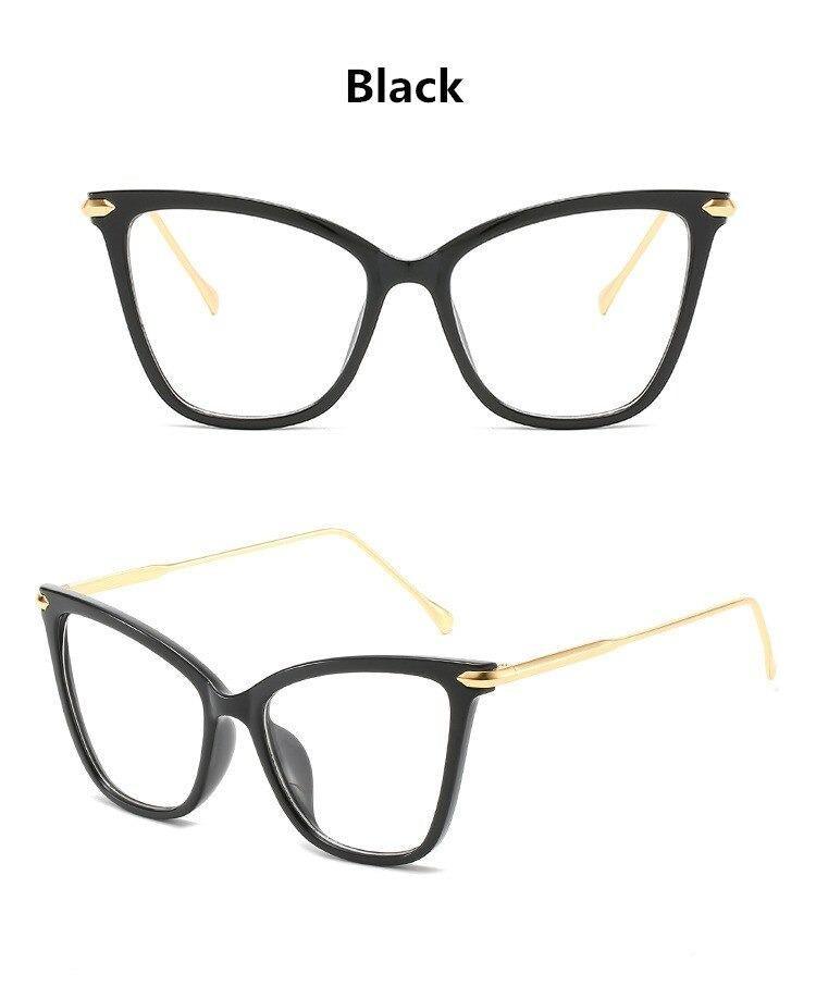 Women Luxury Cat Eye Sunglasses For Women Glasses Oversized Frame Transparent Lens Eyeglasses Computer Optical For Prescription Glasses For Women