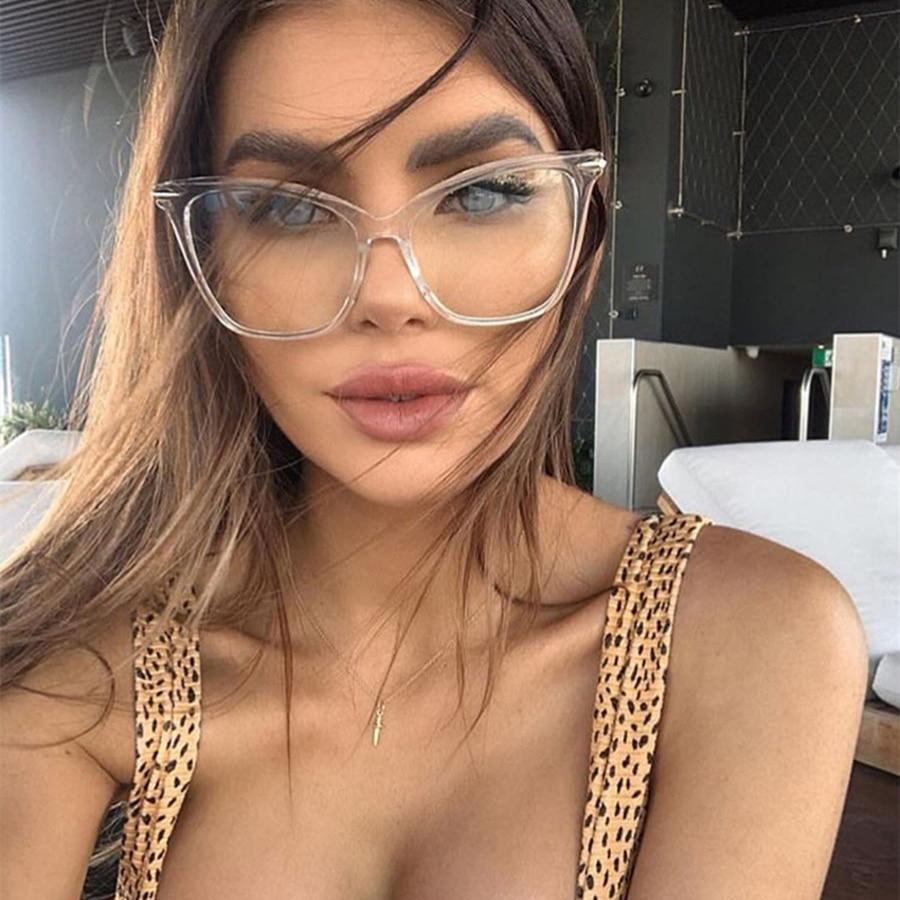 Women Luxury Cat Eye Sunglasses For Women Glasses Oversized Frame Transparent Lens Eyeglasses Computer Optical For Prescription Glasses For Women