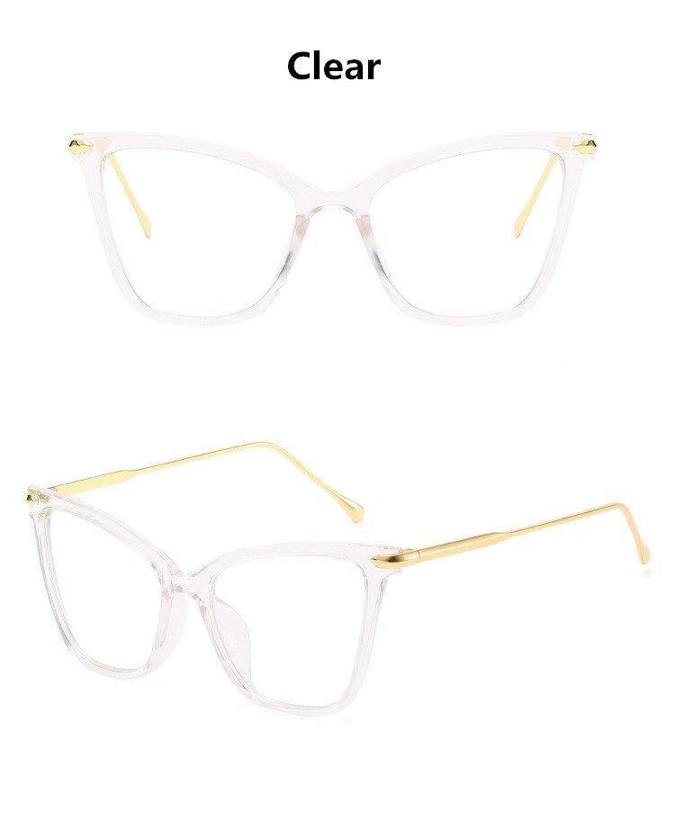 Women Luxury Cat Eye Sunglasses For Women Glasses Oversized Frame Transparent Lens Eyeglasses Computer Optical For Prescription Glasses For Women