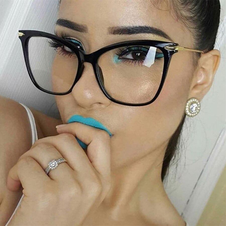 Women Luxury Cat Eye Sunglasses For Women Glasses Oversized Frame Transparent Lens Eyeglasses Computer Optical For Prescription Glasses For Women