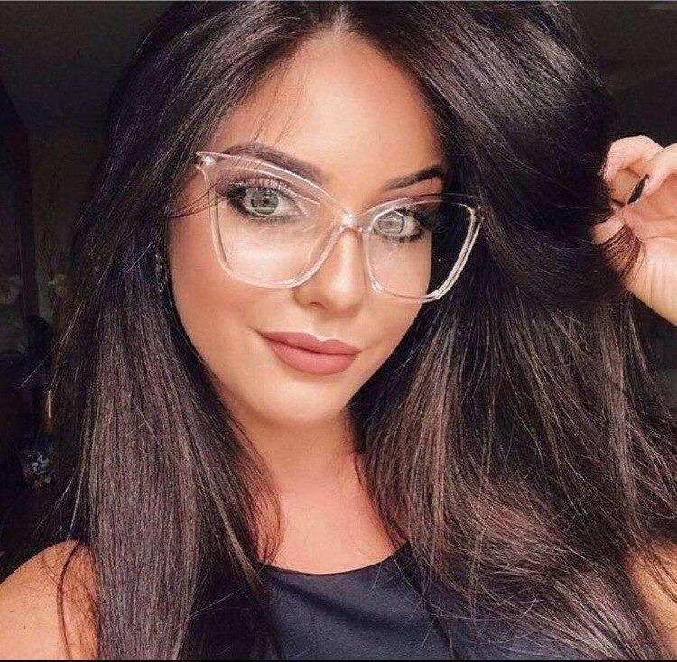 Women Luxury Cat Eye Sunglasses For Women Glasses Oversized Frame Transparent Lens Eyeglasses Computer Optical For Prescription Glasses For Women