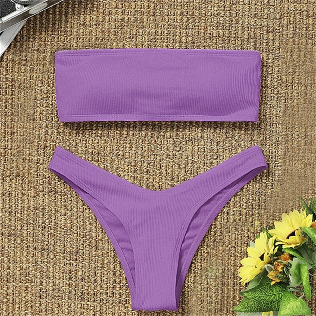 Women's Bikini Two Piece Swimsuit Swimwear Beach Bathing Suit Woman Two-Piece Strapless Padded High Cut Bandeau Bathing Suit Swimwear