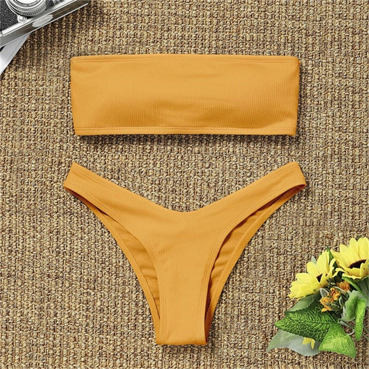 Women's Bikini Two Piece Swimsuit Swimwear Beach Bathing Suit Woman Two-Piece Strapless Padded High Cut Bandeau Bathing Suit Swimwear