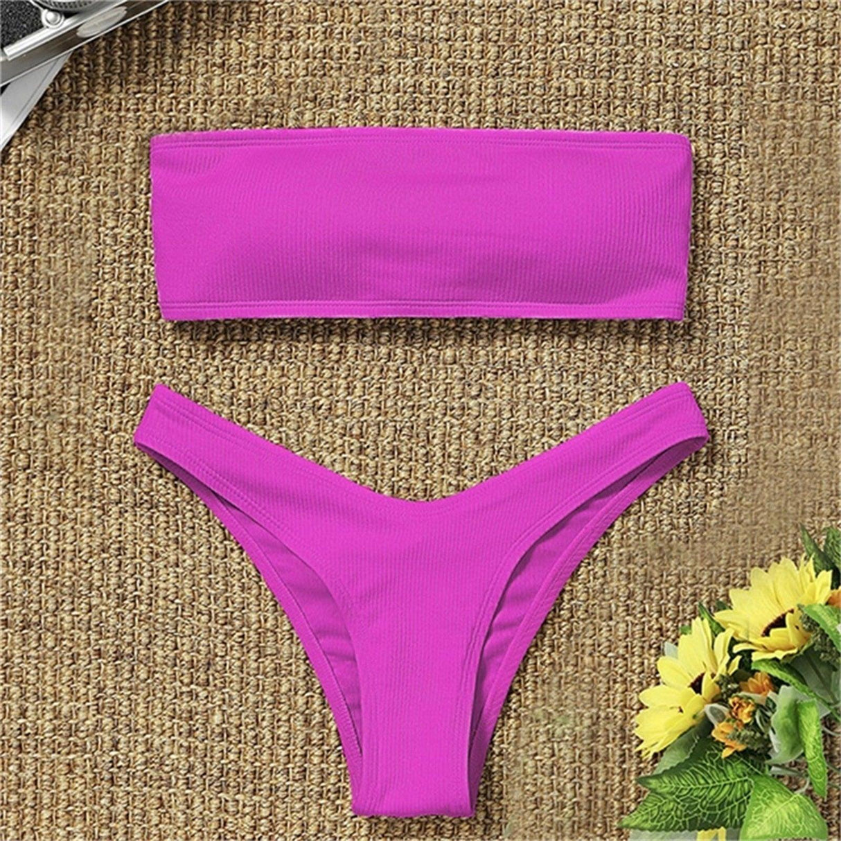 Women's Bikini Two Piece Swimsuit Swimwear Beach Bathing Suit Woman Two-Piece Strapless Padded High Cut Bandeau Bathing Suit Swimwear