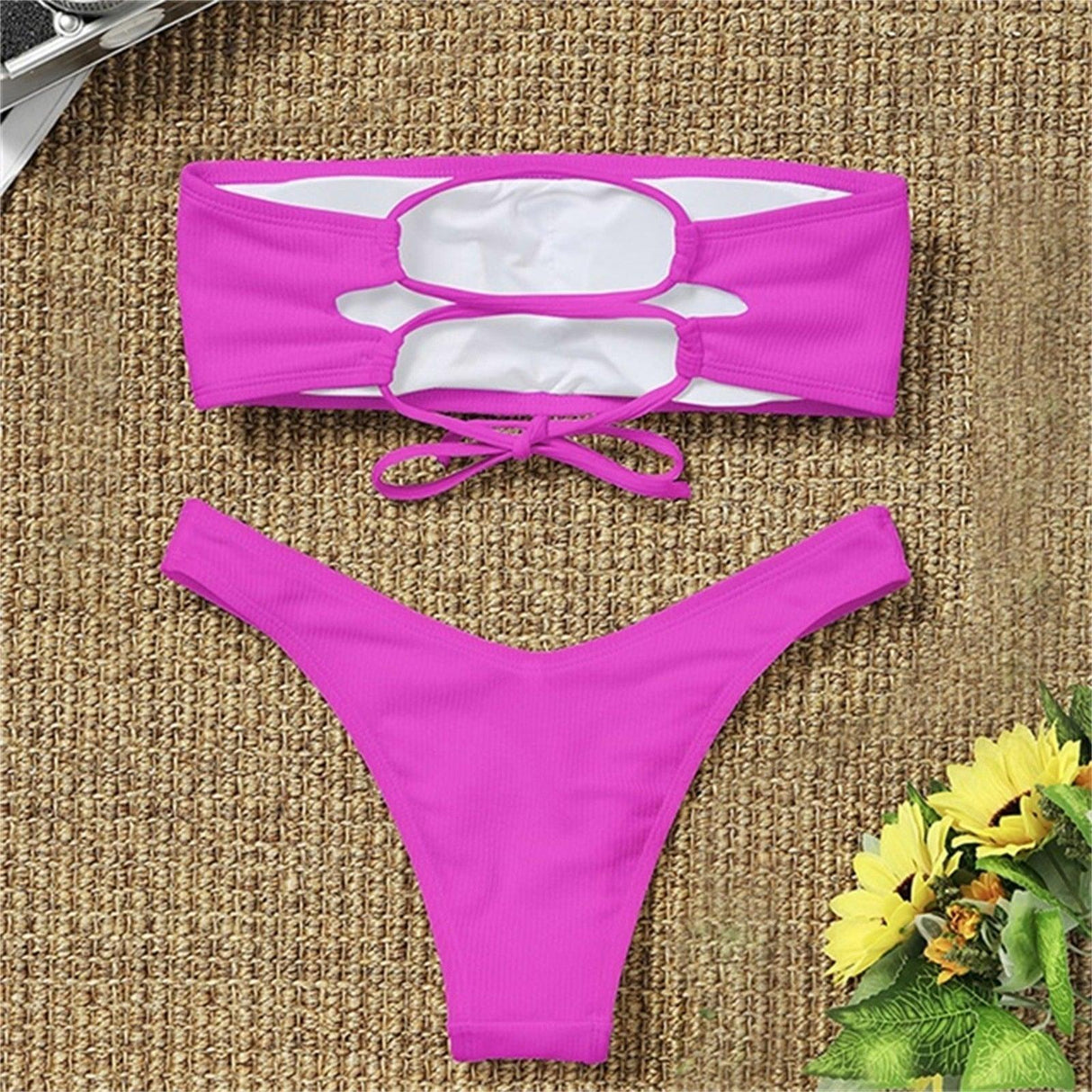 Women's Bikini Two Piece Swimsuit Swimwear Beach Bathing Suit Woman Two-Piece Strapless Padded High Cut Bandeau Bathing Suit Swimwear