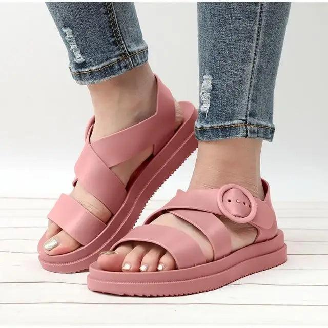 Womens Black Buckle Sandals Soft Casual Thick Comfort Fashion Stylish Design Women Sandals