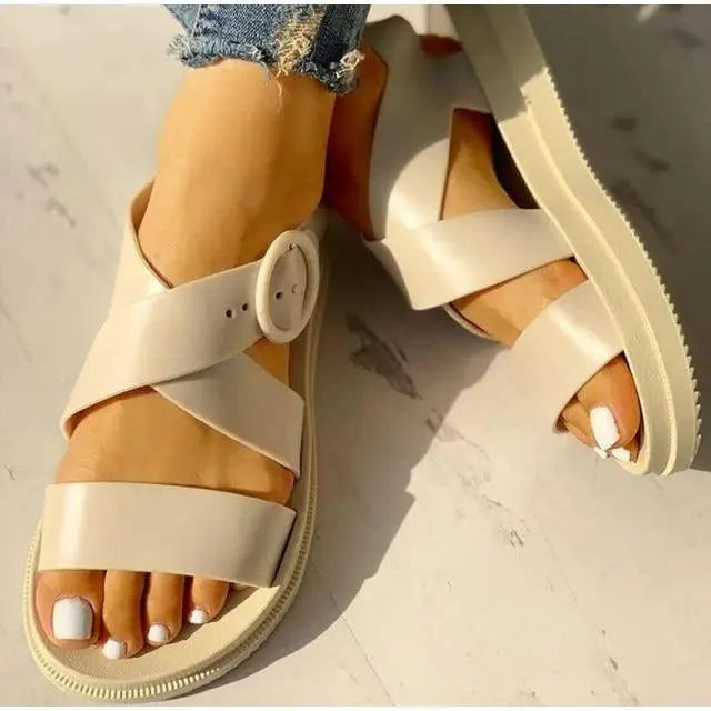 Womens Black Buckle Sandals Soft Casual Thick Comfort Fashion Stylish Design Women Sandals