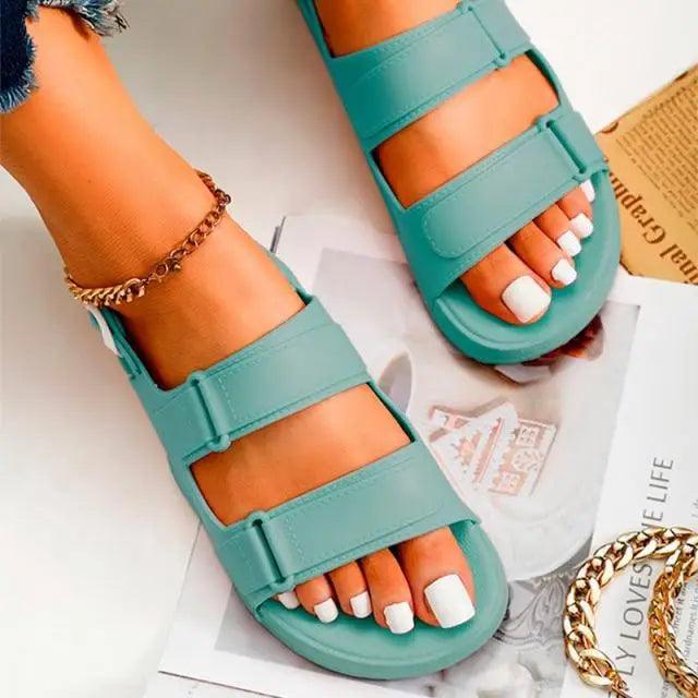 Womens Black Buckle Sandals Soft Casual Thick Comfort Fashion Stylish Design Women Sandals