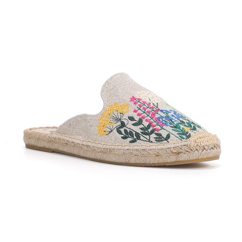 Womens Flip Flops Slippers Real Hemp Summer Rubber Floral Slides Woman Shoes Comfy House Shoes Indoor Outdoor Cozy Womens Slipper Hard Sole Orthopedic Hemp Linen Slides Slippers
