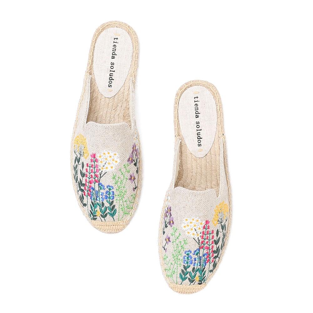 Womens Flip Flops Slippers Real Hemp Summer Rubber Floral Slides Woman Shoes Comfy House Shoes Indoor Outdoor Cozy Womens Slipper Hard Sole Orthopedic Hemp Linen Slides Slippers