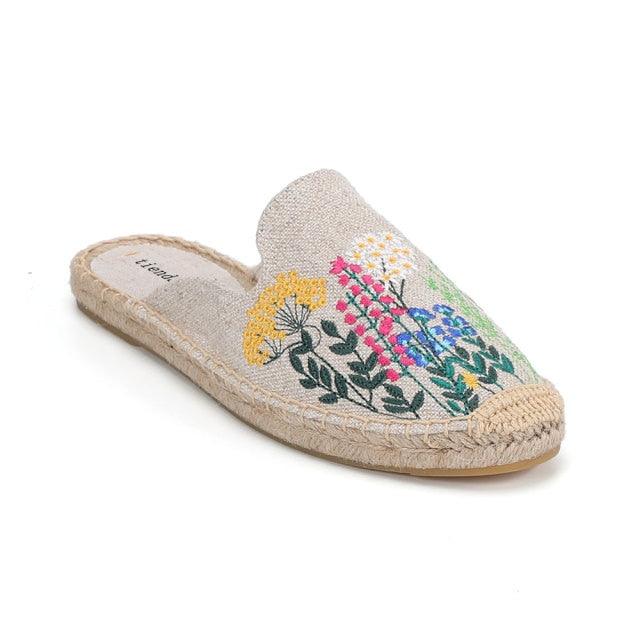 Womens Flip Flops Slippers Real Hemp Summer Rubber Floral Slides Woman Shoes Comfy House Shoes Indoor Outdoor Cozy Womens Slipper Hard Sole Orthopedic Hemp Linen Slides Slippers