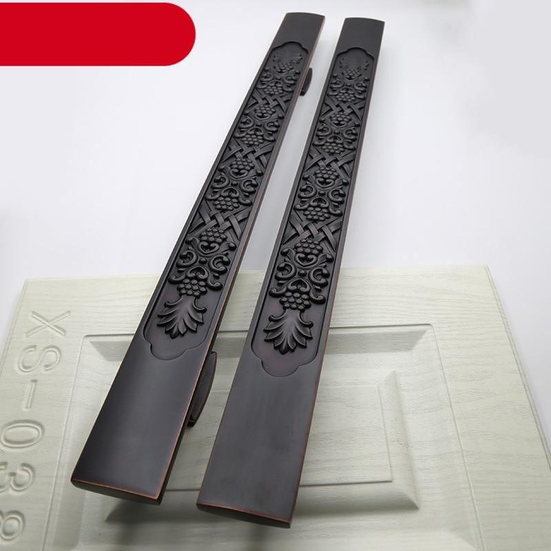 Wooden Door Glass Knob Handle Hotel Villa European Style Simple Antique Black Surface Mounted Solid Barn Pull Hand Wardrobe Shoe Cabinet Bathroom Cabinet Handle Drawer Handle