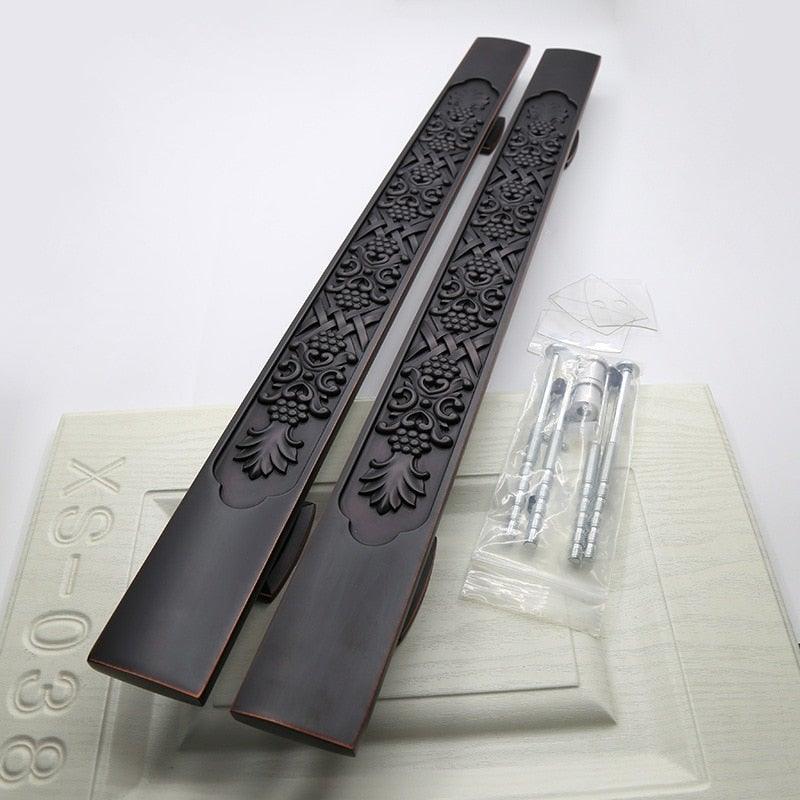 Wooden Door Glass Knob Handle Hotel Villa European Style Simple Antique Black Surface Mounted Solid Barn Pull Hand Wardrobe Shoe Cabinet Bathroom Cabinet Handle Drawer Handle