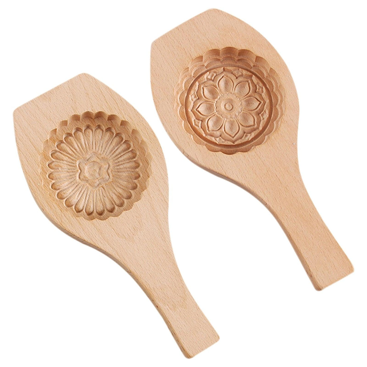Wooden Tradition Moon Cake Molds Desserts Tools Cake Biscuit Baking Mold Three Dimensional Flower Pattern Wooden Mold Carved Round Wooden Mould Press Mooncake Mold Middle Eastern Cookie Cake Mold