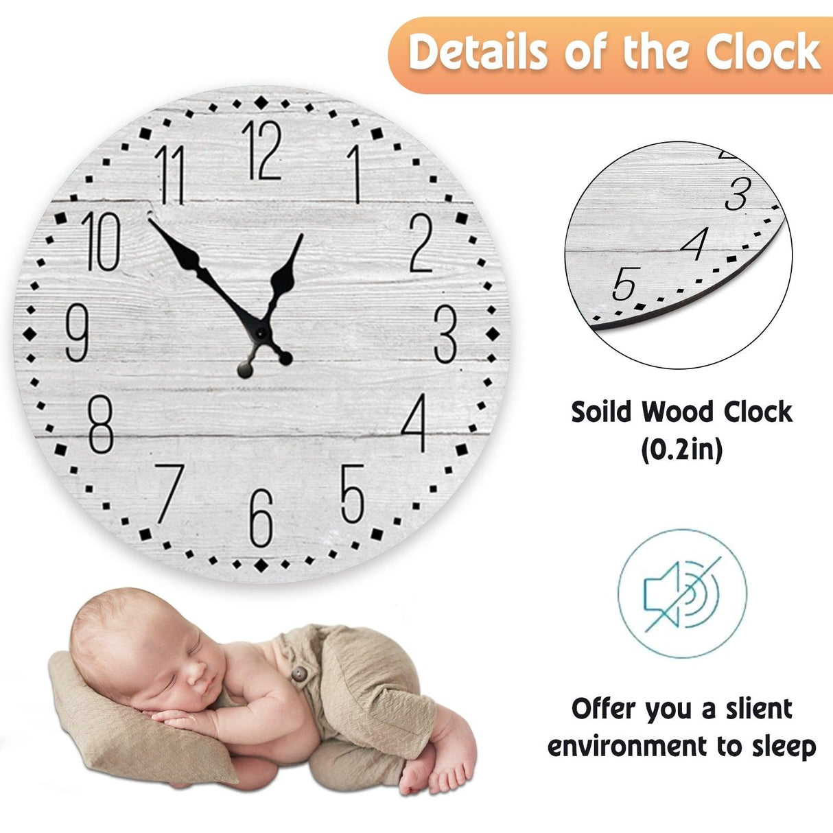 Wooden Wall Clock 10 Inch Silent Non Ticking Quartz Wall Clock 10 Inch Silent Non-Ticking Wooden Wall Clocks Battery Operated Country Retro Rustic Style Decorative for Living Room Kitchen Retro Fashion Wood Wall Clock Decorative for Living Room Kitchen