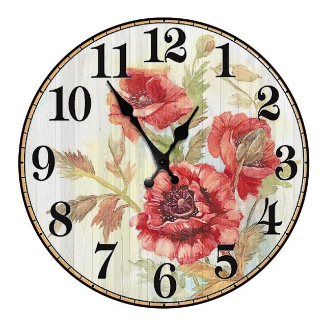 Wooden Wall Clock 10 Inch Silent Non Ticking Quartz Wall Clock 10 Inch Silent Non-Ticking Wooden Wall Clocks Battery Operated Country Retro Rustic Style Decorative for Living Room Kitchen Retro Fashion Wood Wall Clock Decorative for Living Room Kitchen