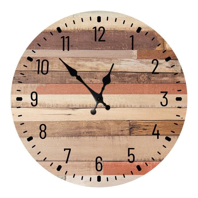 Wooden Wall Clock 10 Inch Silent Non Ticking Quartz Wall Clock 10 Inch Silent Non-Ticking Wooden Wall Clocks Battery Operated Country Retro Rustic Style Decorative for Living Room Kitchen Retro Fashion Wood Wall Clock Decorative for Living Room Kitchen