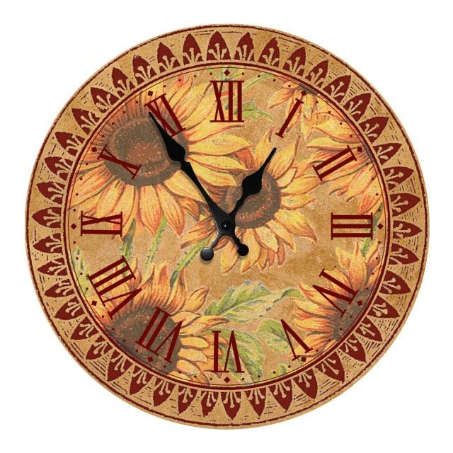 Wooden Wall Clock 10 Inch Silent Non Ticking Quartz Wall Clock 10 Inch Silent Non-Ticking Wooden Wall Clocks Battery Operated Country Retro Rustic Style Decorative for Living Room Kitchen Retro Fashion Wood Wall Clock Decorative for Living Room Kitchen
