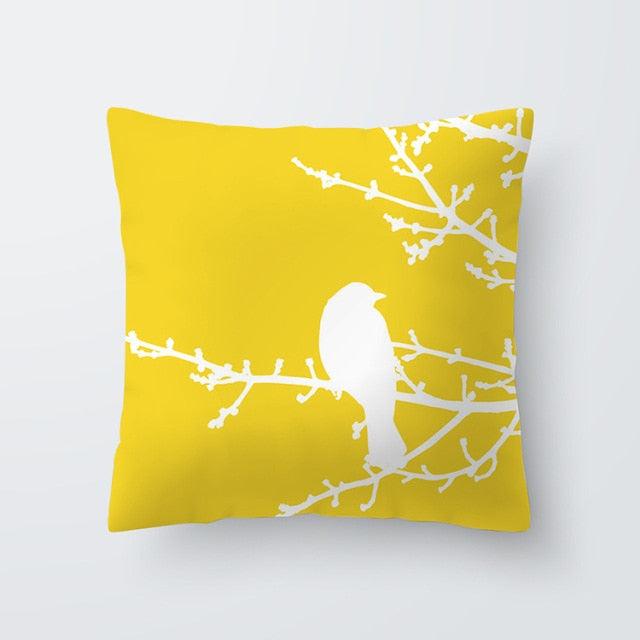 Yellow Pillow Case Cushion Cover Geometric Polyester Pillowcase Home Decorative Yellow Grey Modern Pillow Covers Beautiful Pattern Linen Square Pillow Case For Sofa Couch 45x45CM