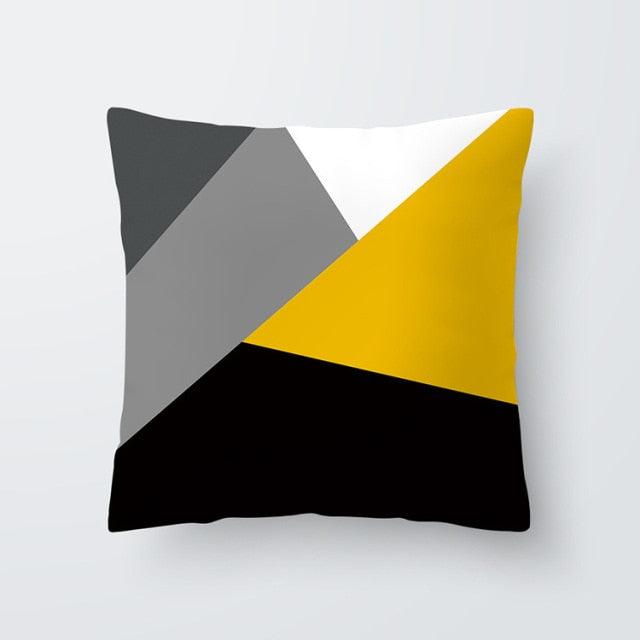 Yellow Pillow Case Cushion Cover Geometric Polyester Pillowcase Home Decorative Yellow Grey Modern Pillow Covers Beautiful Pattern Linen Square Pillow Case For Sofa Couch 45x45CM