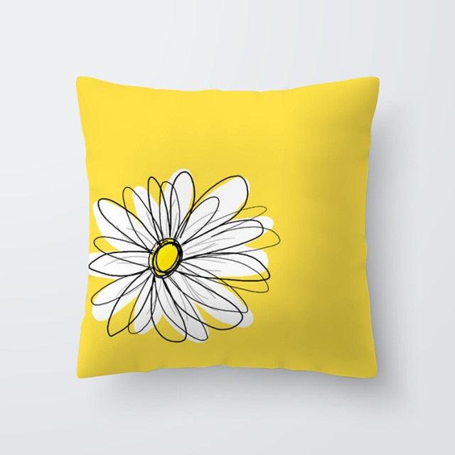 Yellow Pillow Case Cushion Cover Geometric Polyester Pillowcase Home Decorative Yellow Grey Modern Pillow Covers Beautiful Pattern Linen Square Pillow Case For Sofa Couch 45x45CM