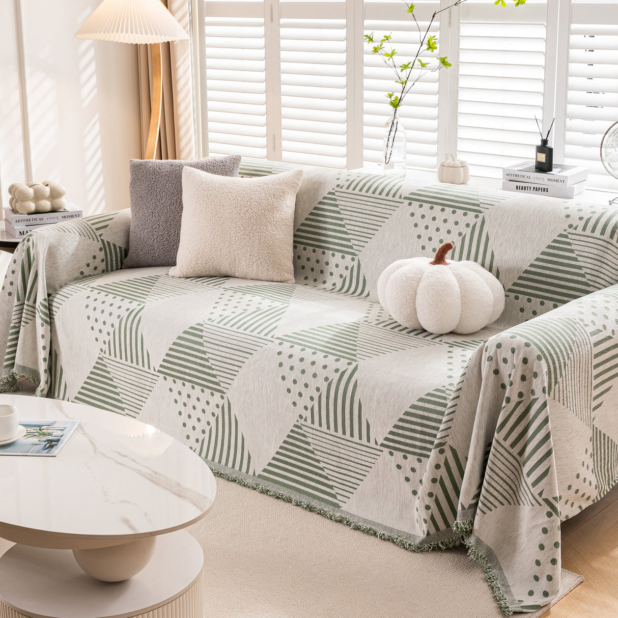 Chenille Geometric Patterned Sofa Throw, Couch Covers for Sectionals for Pets, Throw Cover for Couch