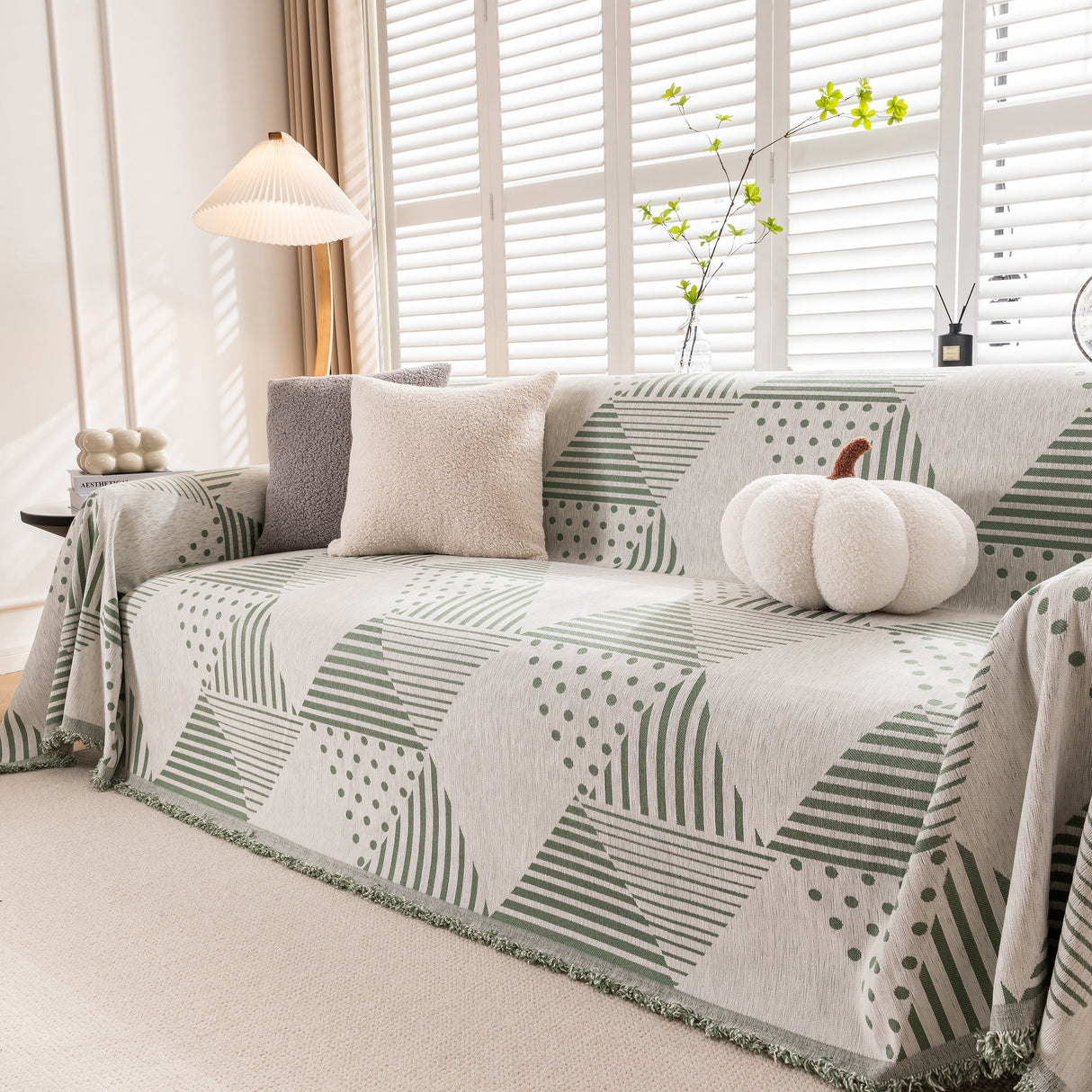 Chenille Geometric Patterned Sofa Throw, Couch Covers for Sectionals for Pets, Throw Cover for Couch