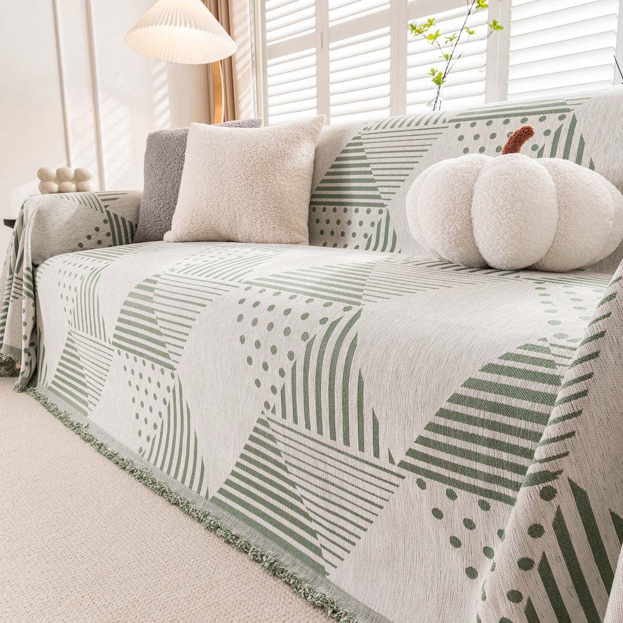 Chenille Geometric Patterned Sofa Throw, Couch Covers for Sectionals for Pets, Throw Cover for Couch