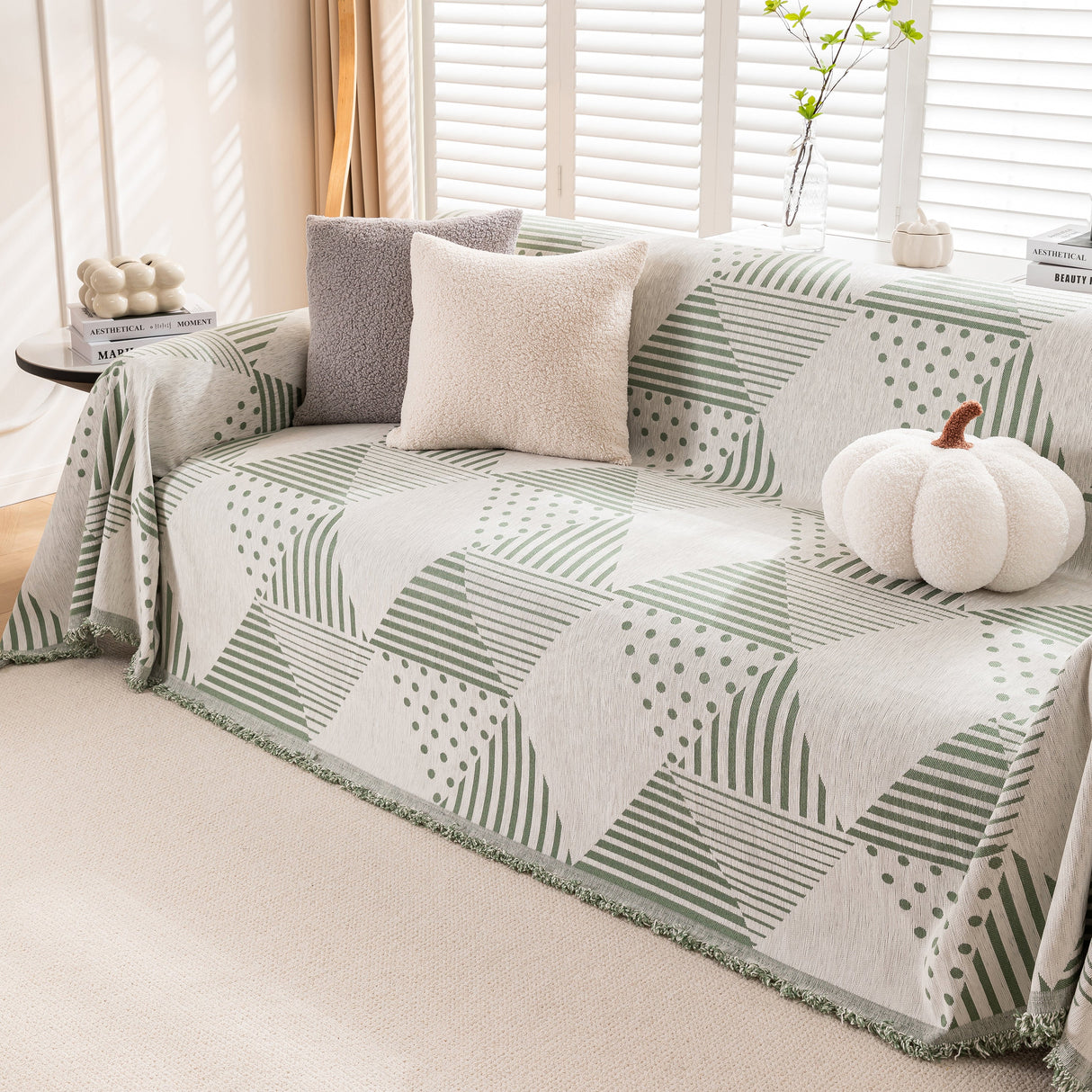 Chenille Geometric Patterned Sofa Throw, Couch Covers for Sectionals for Pets, Throw Cover for Couch